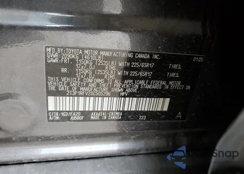 2025 Toyota Rav4 Xle z USA, uszkodzony, nr VIN 2T3P1RFV2SC505296